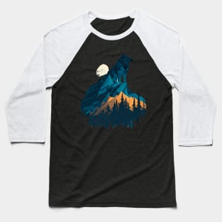 Wolf on a Mountain Baseball T-Shirt